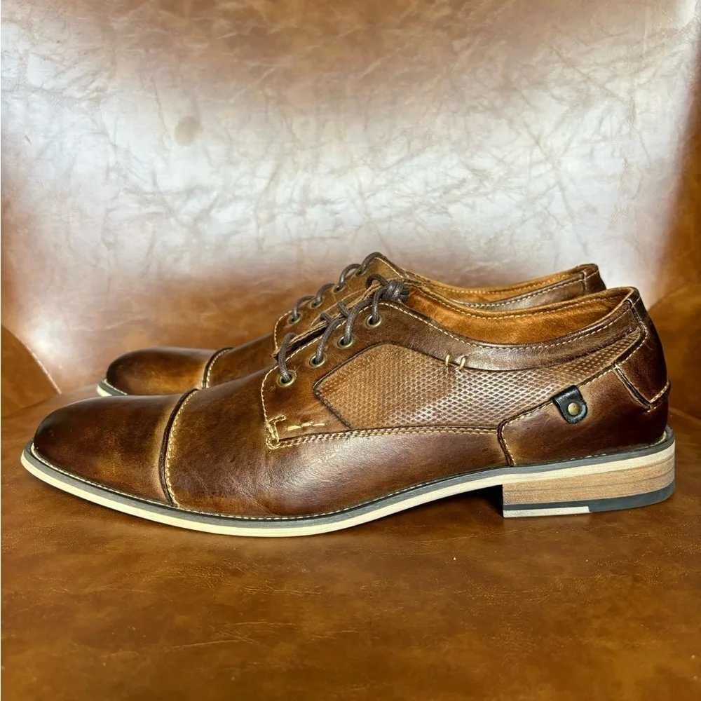Steve Madden Jagwar Cap Toe Oxford Cognac Brown Leather Preppy Academia  11.5